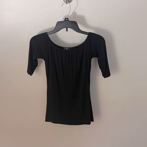 Black off the shoulder elbow sleeve top